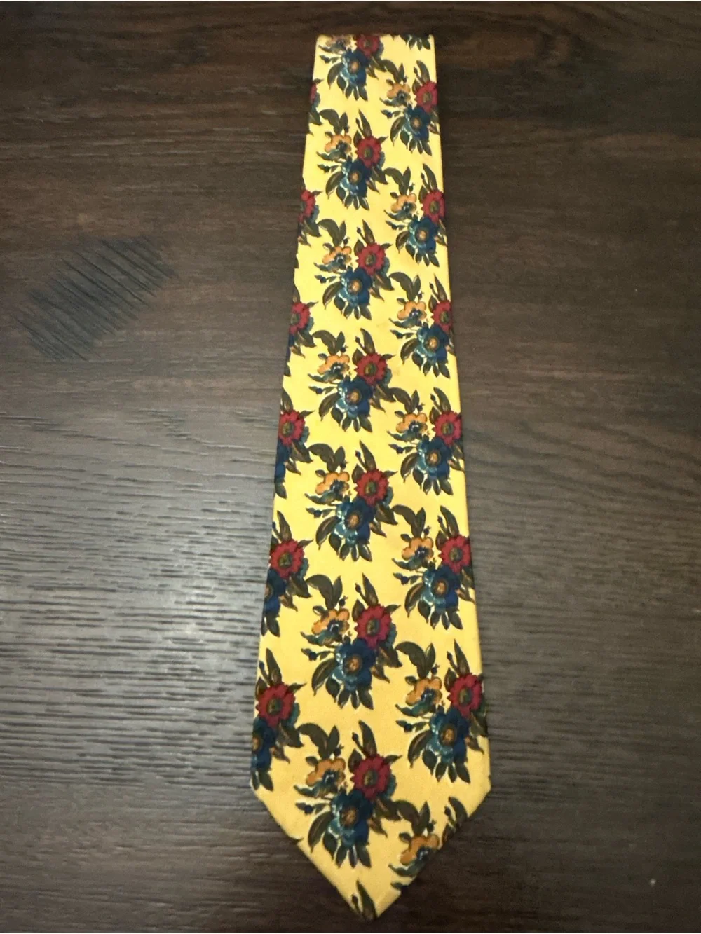 Vintage Brooks Brothers Makers Floral Silk Necktie Yellow USA Made All Silk Tie
